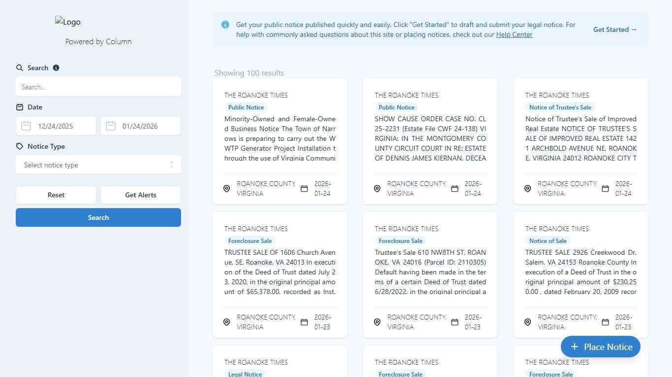 Public Notices The Roanoke Times